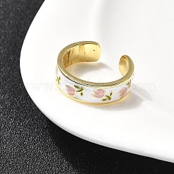 Brass Enamel Cuff Rings&nbsp;RJEW-P166-05G-02