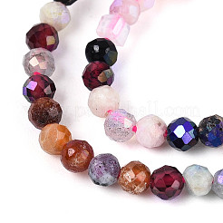 AB Color Plated Natural Garnet & Rose Quartz & Black Spinel & Amethyst & Quartz Crystal & Ice Obsidian Beads Strands&nbsp;G-T144-A07-07