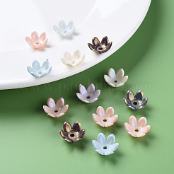 6-Petal Spray Painted Acrylic Bead Caps&nbsp;MACR-S373-46J