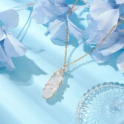 Natural Quartz Crystal Copper Wire Wrapped Pendant Necklaces&nbsp;NJEW-JN04959