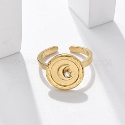 304 Stainless Steel Cubic Zirconia Cuff Rings for Women&nbsp;RJEW-D302-02G-08