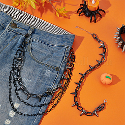 Punk Exaggerated Alloy Cable Necklaces & Aluminum & Iron Spike Rivet Tassel Chains Belt Jewelry Sets&nbsp;SJEW-AR0001-02