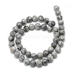 Natural Map Stone/Picasso Stone/Picasso Jasper Beads Strands&nbsp;G-T053-8mm-04