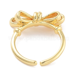 Bowknot Rack Plating Brass Open Cuff Rings&nbsp;RJEW-Z059-27G