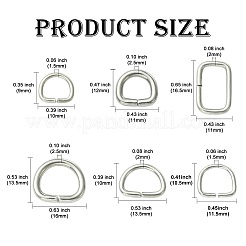 60Pcs 6 Styles 304 Stainless Steel D Rings&nbsp;STAS-CJ0003-36