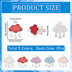 10Pcs 5 Colors Baking Paint Zinc Alloy with Resin Pendants&nbsp;FIND-SC0011-17