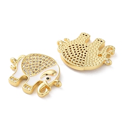 Rack Plating Brass Micro Pave Clear Cubic Zirconia Connector Charms&nbsp;KK-C084-02G-03