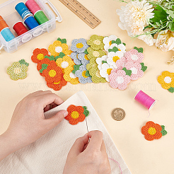 60Pcs 6 Colors Crochet Flower Appliques&nbsp;DIY-FG0004-49