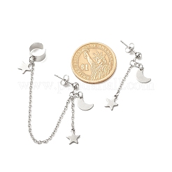 Moon and Star Alloy Asymmetrical Earrings&nbsp;EJEW-JE04888-02