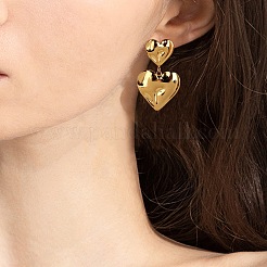 304 Stainless Steel Hammered Heart Dangle Stud Earrings&nbsp;JE1119A