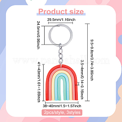 6Pcs 3 Colors Colorful Rainbow Polymer Clay Pendant Keychain&nbsp;KEYC-FG0001-10