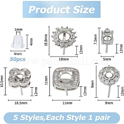 5 Pairs 5 Styles Brass Stud Earring Findings&nbsp;FIND-HS0001-12
