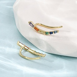 Brass Pave Cubic Zirconia Stud Crawler Earrings&nbsp;KK-CBAA351-02G