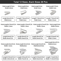 240Pcs 12 Style 304 Stainless Steel Folding Crimp Cord Ends&nbsp;STAS-SC0002-96