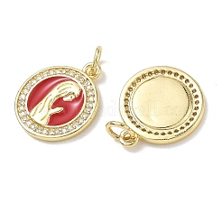Brass Micro Pave Clear Cubic Zirconia with Enamel Pendants&nbsp;KK-CBAD872-23G