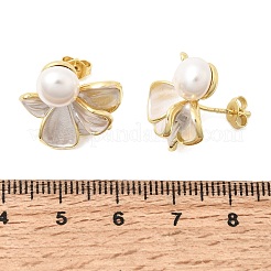 Brass Enamel Stud Earrings&nbsp;KK-CBAB173-02C-G