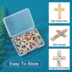 30Pcs 5 Colors Rack Plating Golden Tone Alloy Mosaic Style Pendants&nbsp;ENAM-TA0001-65