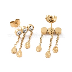 304 Stainless Steel Tassel Chain Stud Earrings&nbsp;EJEW-C055-04G