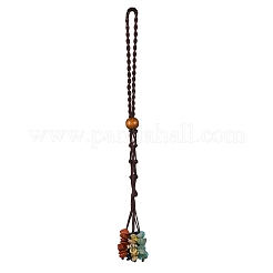 Chakra Theme Natural Red Aventurine & Green Aventurine & Red Jasper & Citrine & Amethyst & Lapis Lazuli & Synthetic Turquoise Tassel Pendant Decorations&nbsp;HJEW-JM03513