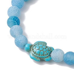 Dyed Natural Weathered Agate Round Beaded Stretch Bracelets&nbsp;BJEW-JB11074-04