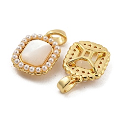 Brass Pave Shell Pendants&nbsp;KK-G490-43G