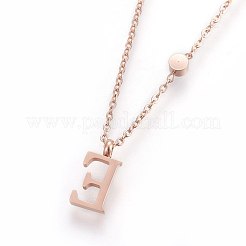 (Jewelry Parties Factory Sale)304 Stainless Steel Initial Pendant Necklaces&nbsp;NJEW-G321-04RG-E