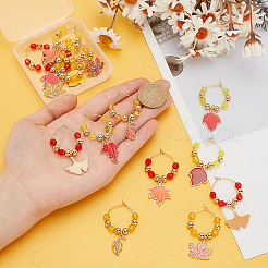Autumn Theme Glass Wine Glass Charms&nbsp;AJEW-BC00013
