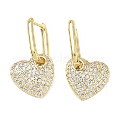 Brass Micro Pave Cubic Zirconia Hoop Dangle Earrings for Women&nbsp;EJEW-A167-14G