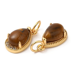 Natural Tiger Eye Teardrop Charms&nbsp;G-A034-01G-03