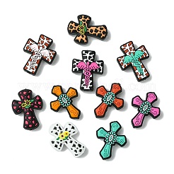 20Pcs 10 Styles Cross with Flower Silicone Focal Beads&nbsp;SIL-CJ0002-38