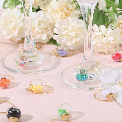 30Pcs 15 Colors Glass Ball with Star Glitter Sequins inside Wine Glass Charms&nbsp;AJEW-GL00001