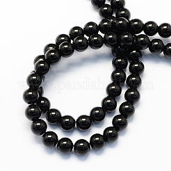 Round Natural Dyed & Heated Black Agate Beads Strands&nbsp;G-S119-10mm