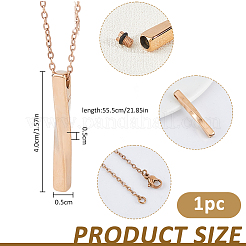 304 Stainless Steel Twisted Rectangle Pendant Urn Ashes Necklaces&nbsp;NJEW-WH0036-029RG