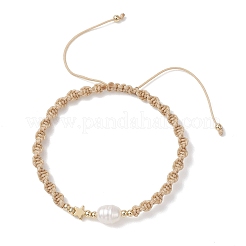 Natural Cultured Freshwater Pearl & Brass & 304 Stainless Steel Beads Braided Bead Bracelets for Women&nbsp;BJEW-JB13109-02