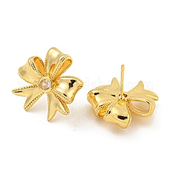 Rack Plating Brass Cubic Zirconia Stud Earrings&nbsp;EJEW-M247-25G