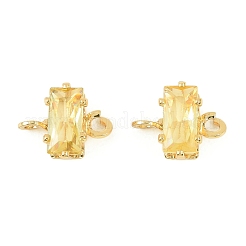 Brass Pave Cubic Zirconia Rectangle Connector Charms&nbsp;KK-P347-06G-01