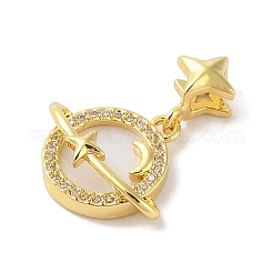 Rack Plating Brass Clear Cubic Zirconia Synthetic Shell Pendants&nbsp;KK-S380-13G