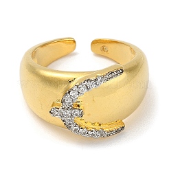 Rack Plating Brass Micro Pave Cubic Zirconia Cuff Finger Rings for Women&nbsp;RJEW-C114-16F-G