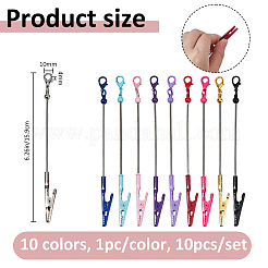 10Pcs 10 Colors Matel Alligator Clips with Lobster Claw Clasps&nbsp;AJEW-FH0007-34