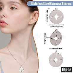 16Pcs 201 Stainless Steel Pendants&nbsp;STAS-BBC0008-42P