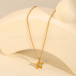 Duo Tone 304 Stainless Steel Star with Heart Pendant Necklaces for Women&nbsp;WG2BCC9-01