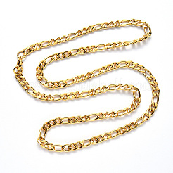PVD Vacuum Plating 304 Stainless Steel Figaro Chain Necklaces&nbsp;NJEW-S420-003B-G