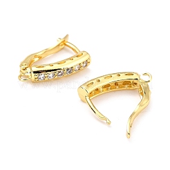 Brass Micro Pave Clear Cubic Zirconia Hoop Earring Findings with Latch Back Closure&nbsp;ZIRC-D120-03G