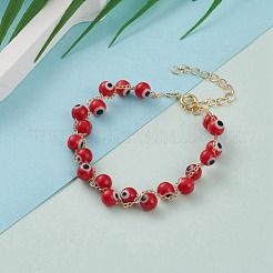 Handmade Evil Eye Lampwork  Beaded Bracelets&nbsp;BJEW-JB05856-01