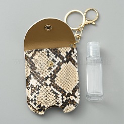 Leopard Print Pattern Plastic Hand Sanitizer Bottle with PU Leather Cover&nbsp;KEYC-WH0024-28C