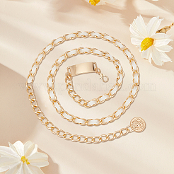 1Pc Alloy Twisted Chain & White PU Leather Chain Belts for Women&nbsp;AJEW-CL0004-97G