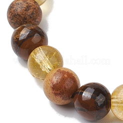 8mm Round Natural Tiger Eye & Picture Jasper&nbsp;BJEW-JB10625-03