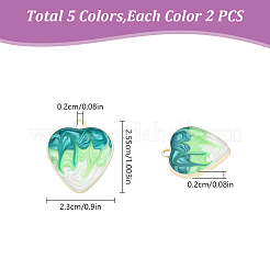 10Pcs 5 Colors Rack Plating Alloy Enamel Pendants&nbsp;ENAM-YW0004-60