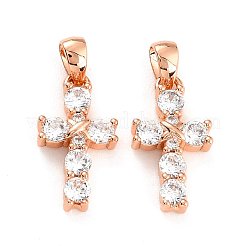 Brass Micro Pave Cubic Zirconia Pendants&nbsp;ZIRC-P089-21RG