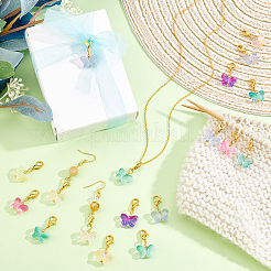 60Pcs 6 Colors Butterfly Glass Pendant Decorations&nbsp;HJEW-PH01944
